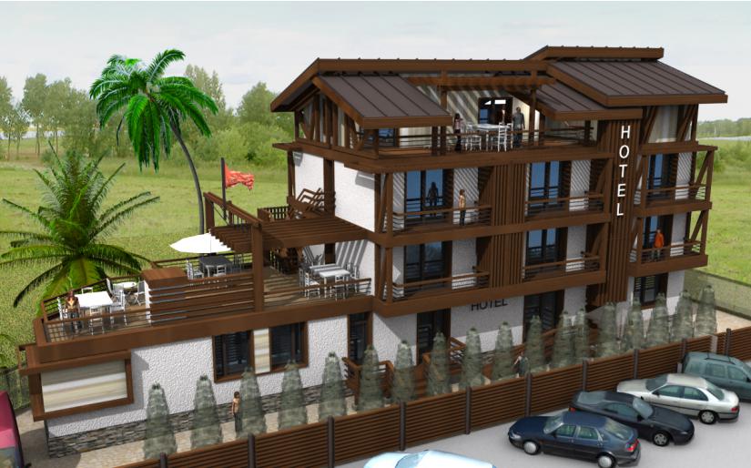 Проект мини гостиницы на 10 номеров с балконами у моря